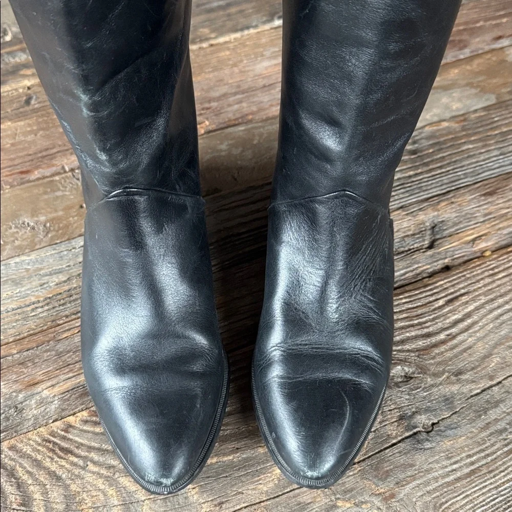 J Peterman black high low heeled riding boot vintage size 6.5 - Picture 3 of 15
